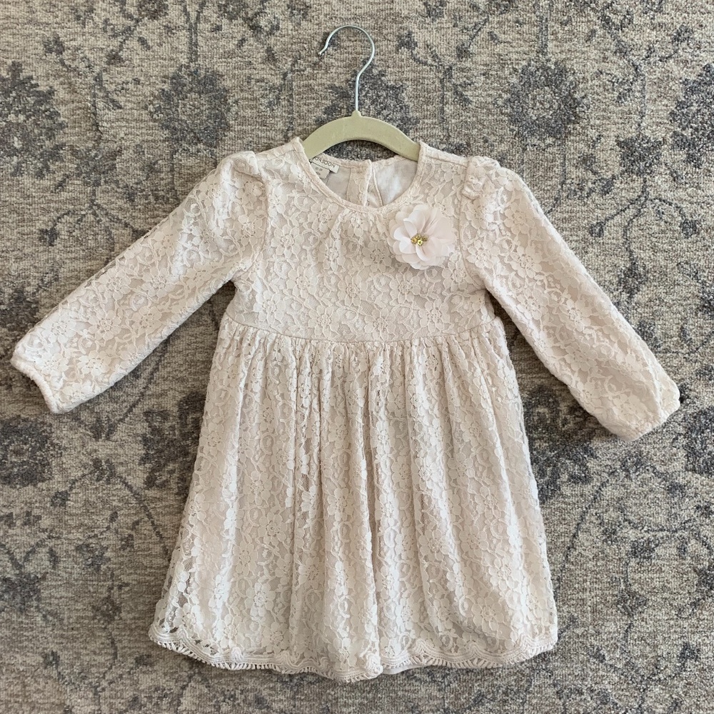 Monsoon Cream Lace Dress - Size - 12-18 Months